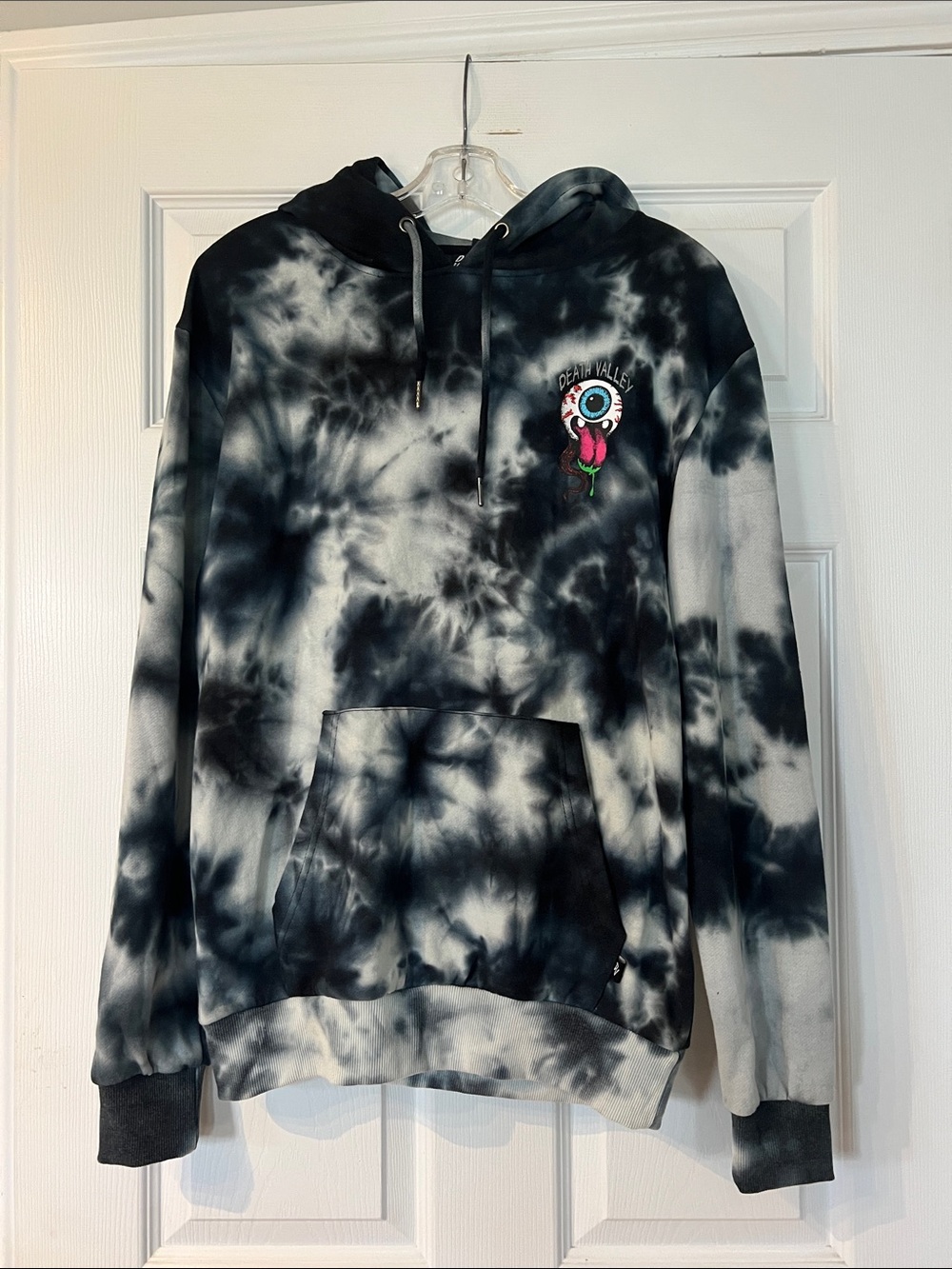 Black & White Tie-Dye Hoodie - Pullover Hooded Sweatshirt